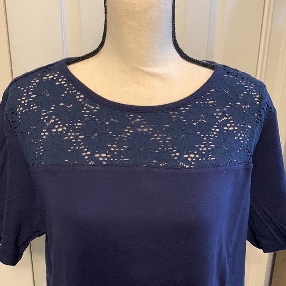 Karen Scott Women’s Plus Crochet Yoke Top - Picture 2 of 6